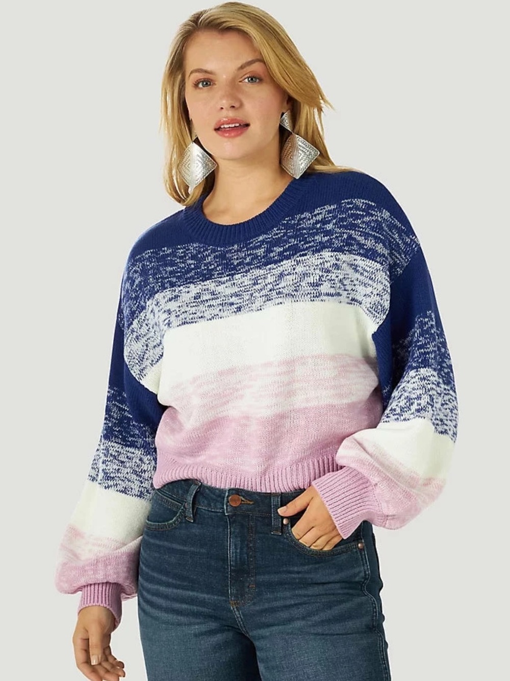 Wrangler Retro Balloon Sleeve Heather Ombre Sweater
